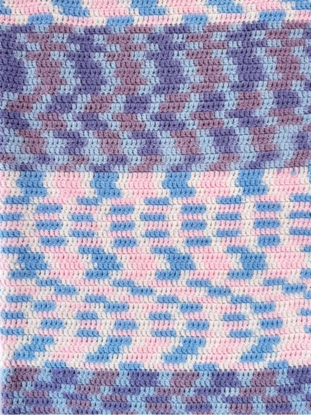 Handmade Baby Crochet Blanket Reversible Pastel Nursery Throw 40x52